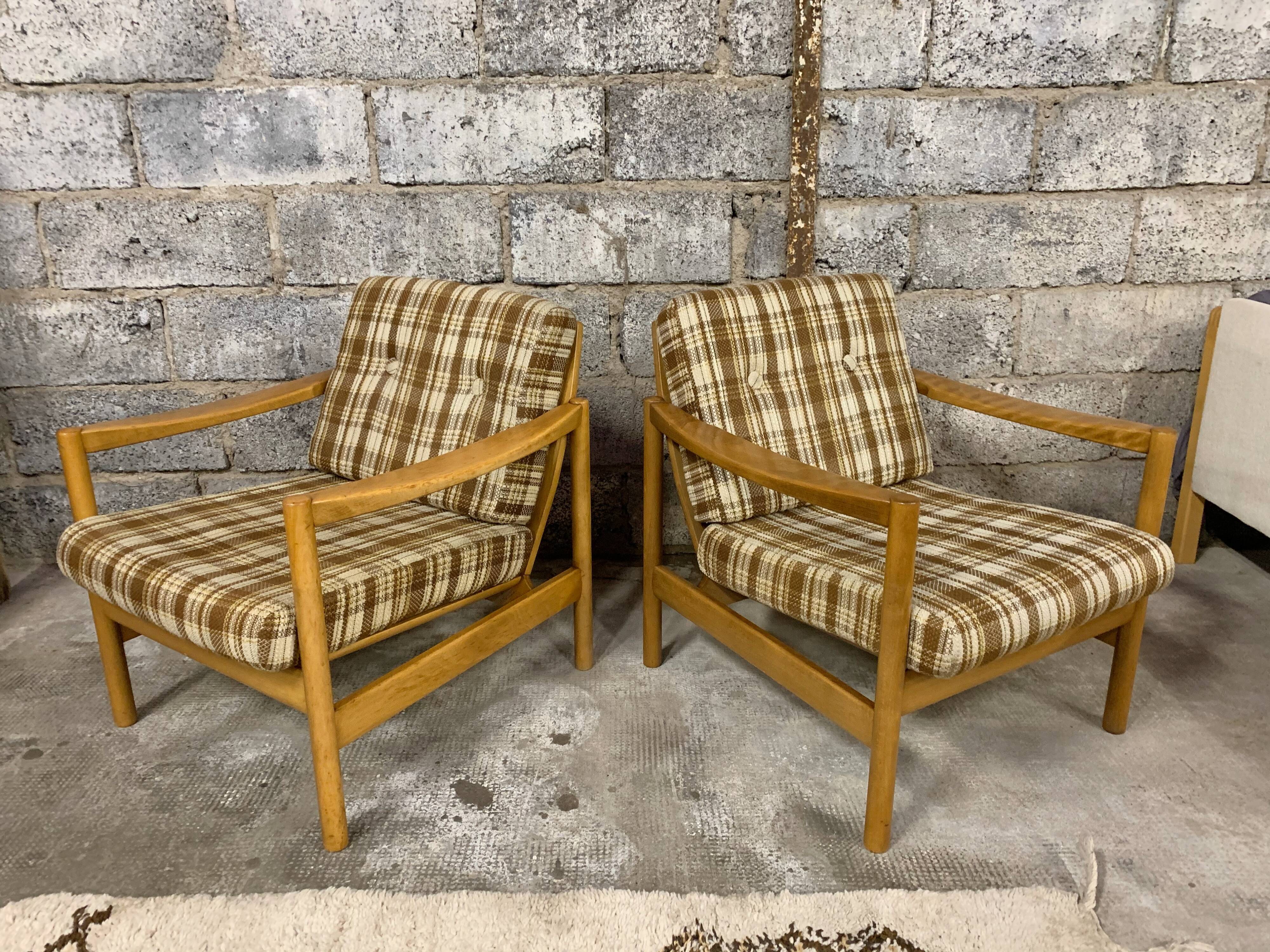 Pair of Scandinavian armchair fabric tiles