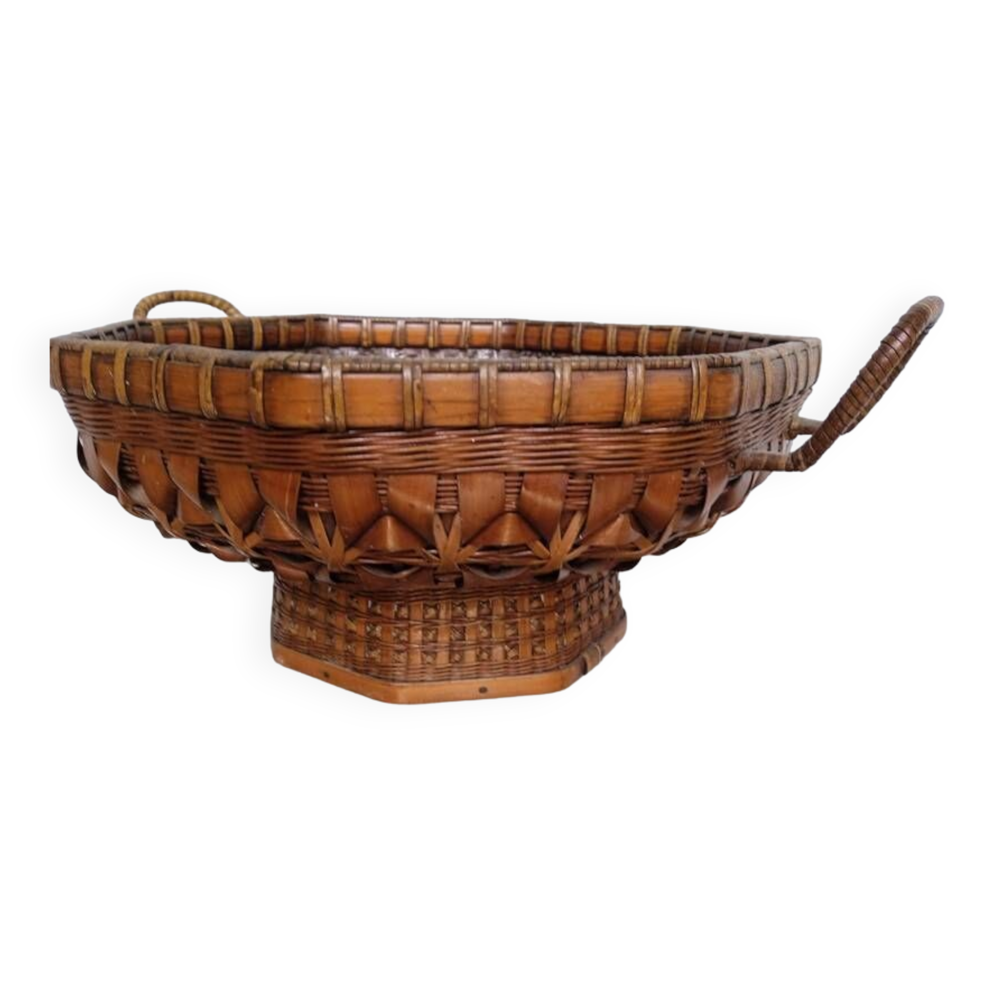 Cup / basket ikebana japan bamboo braided XXth
