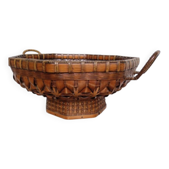 Cup / basket ikebana japan bamboo braided XXth