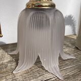 Flower wall lamp in glass and gilded metal