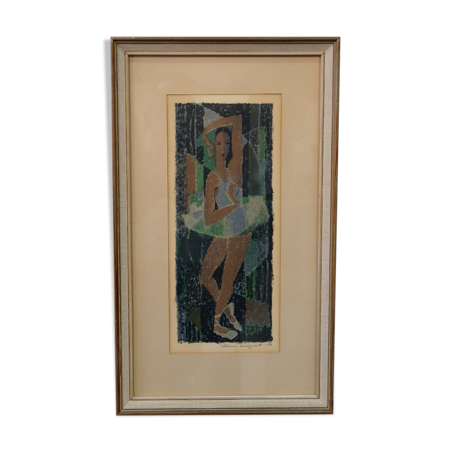 Fabian Lundqvist  (1913-1989), Swedish modern lithograph, 1958,  Framed