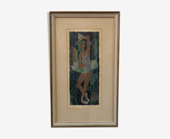 Fabian Lundqvist (1913-1989), lithographie moderne suédoise, 1958, encadré