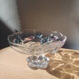 Bol sur pied en verre Mikasa avec tulipes roses et bleues