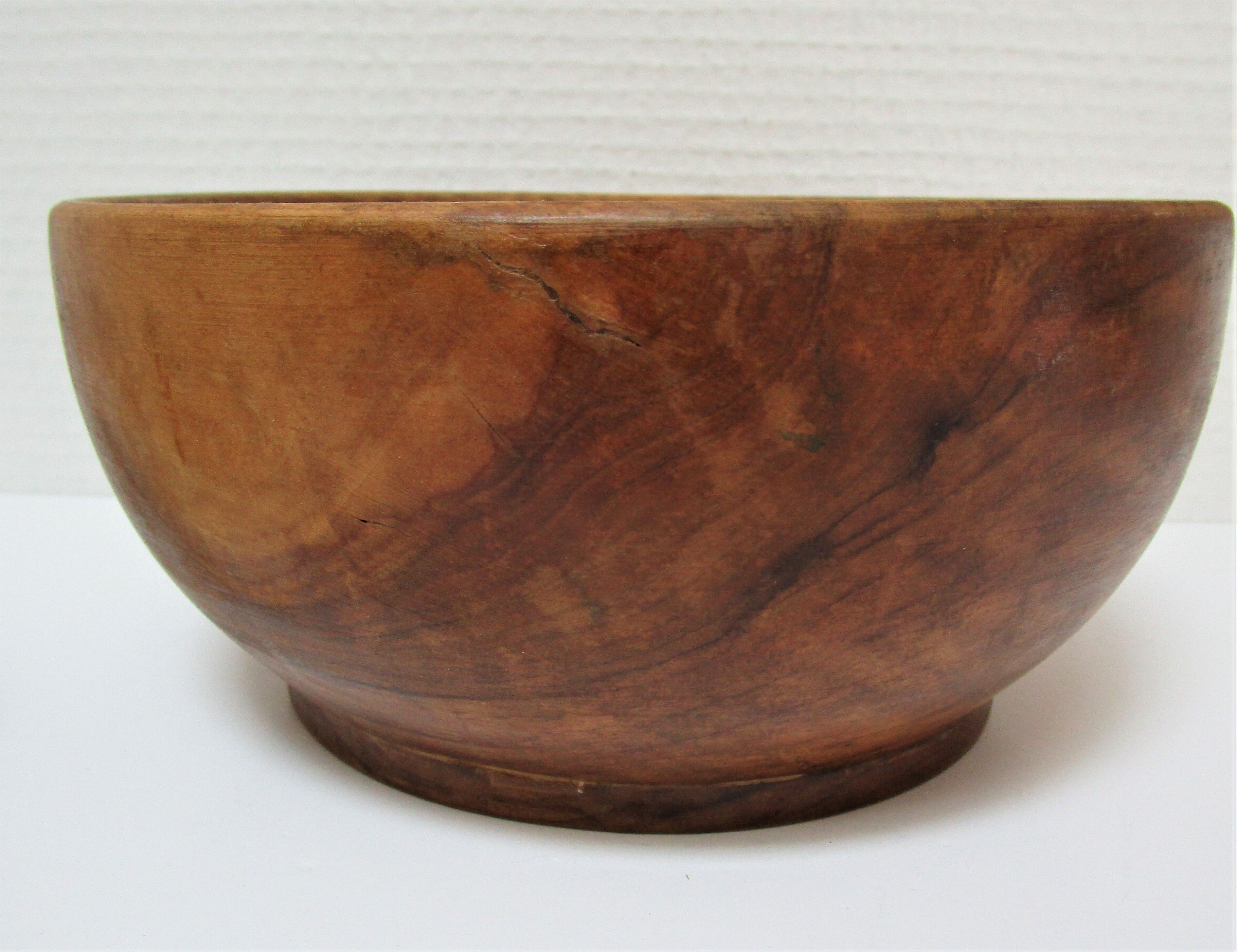Three bowls solid wood turned patinated vintage
