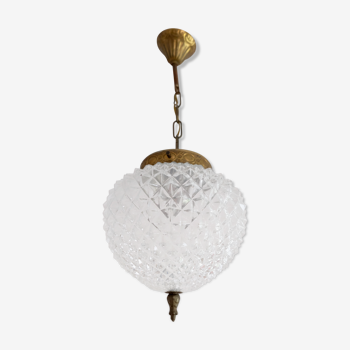 Hanging lamp, glass and brass 50