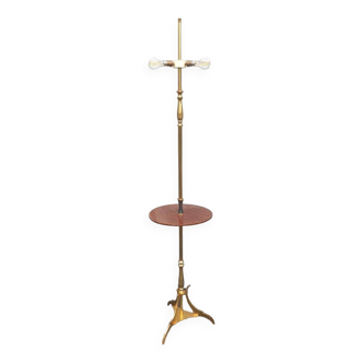 Brass floor lamp with neo-classical 3-light shelf