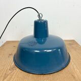 Industrial blue enamel factory pendant lamp 1960s