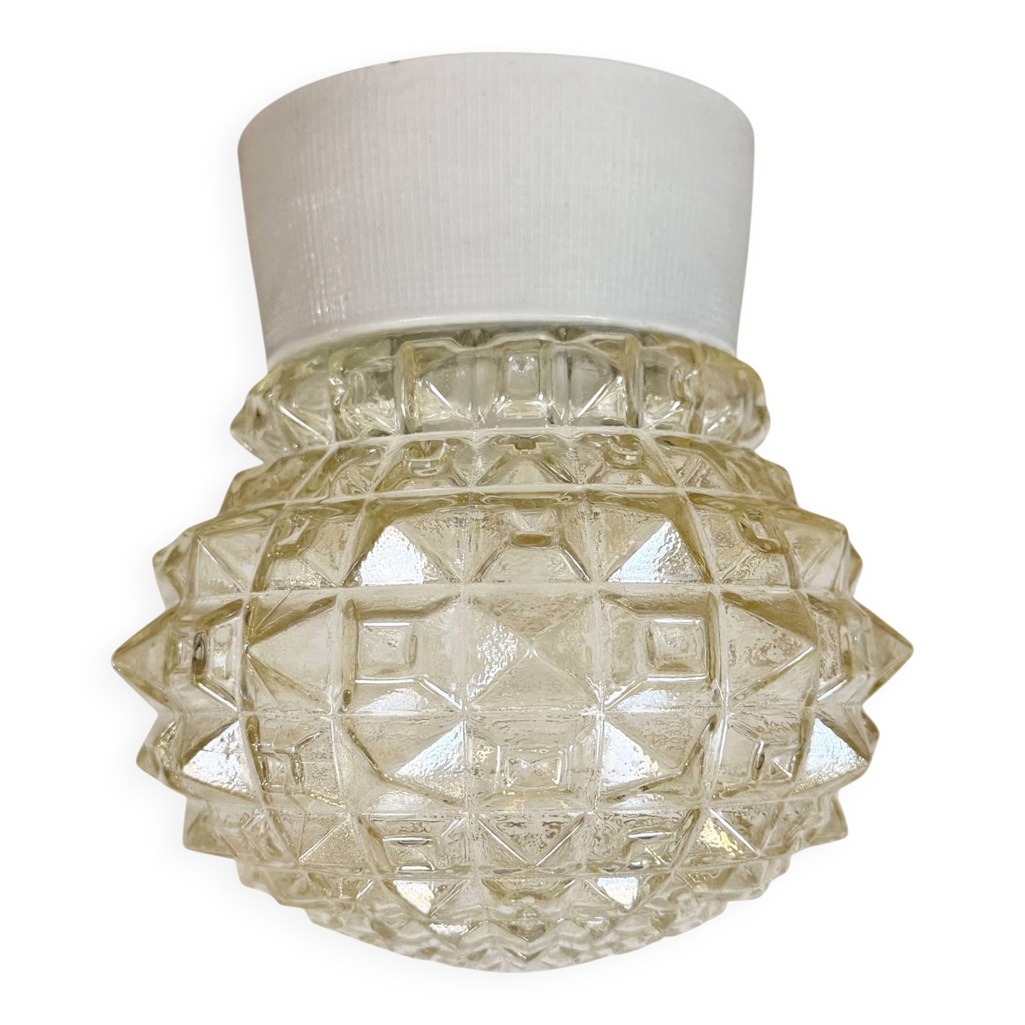 Lustre en porcelaine blanche vintage, années 1970