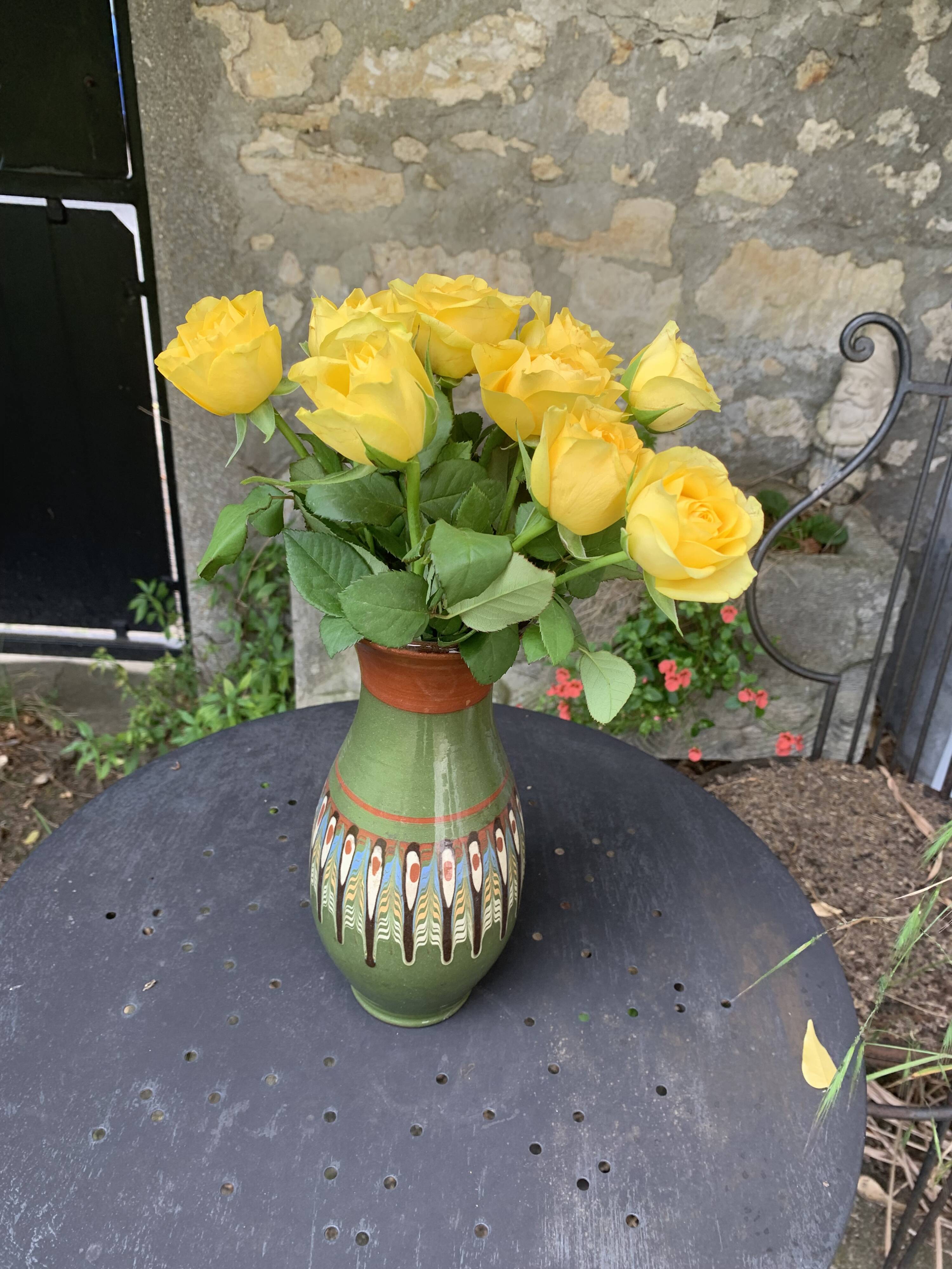 Original vintage 1970s folk vase.