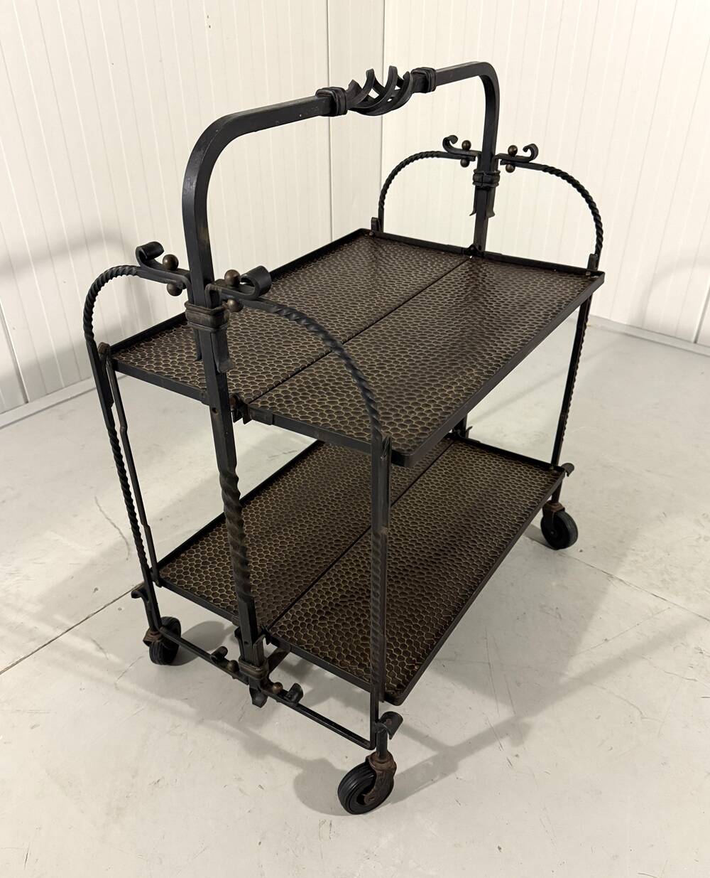 Brutalist wrought iron folding serving trolley 1960’s