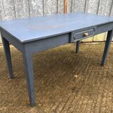 Reconstruction period oak table with 1 drawer painted blue.