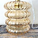 Vintage pendant lamp in electrified golden glass to nine