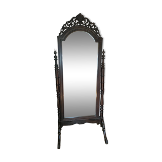 Grande psyché ancienne en bois sculpté – Style victorien / Empire