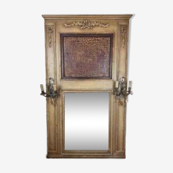 Louis XVI style Trumeau mirror in lacquered wood
