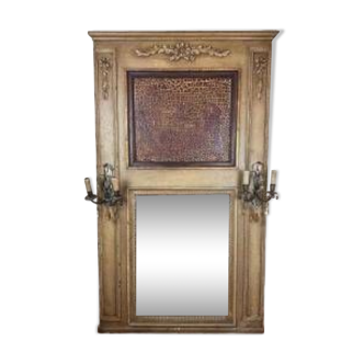 Miroir Trumeau de style Louis XVI en bois laqué