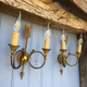 French neoclassical antique wall sconces  highly detailed with hunting horn and arrow motif hunting