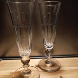 2 flûtes à champagne à pans coupés, fin 19è