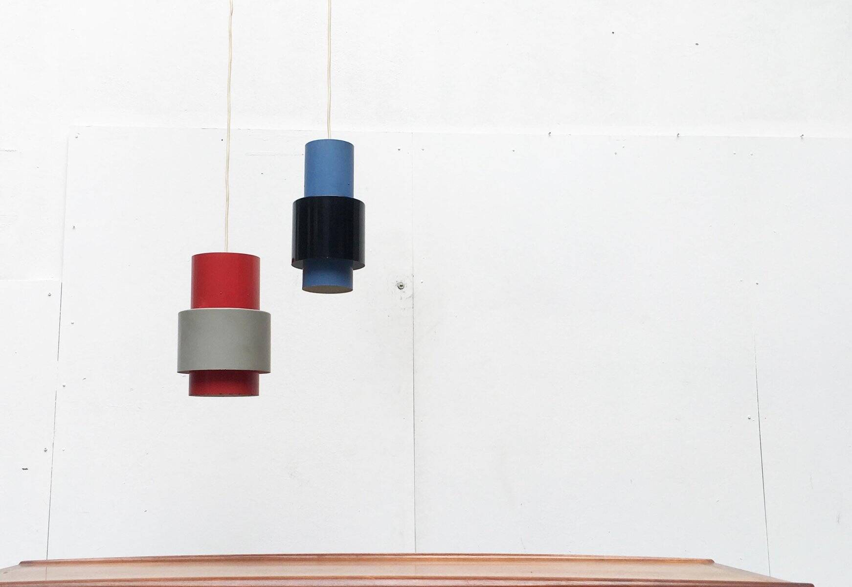 Mid-century metal pendant lights, set of 2