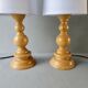 Pair of turned wooden lamps, 60s