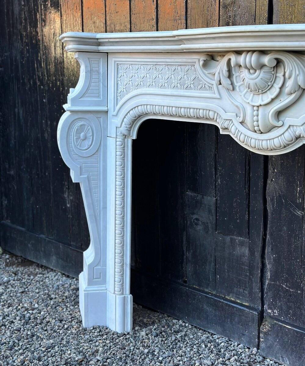 Napoleon III Fireplace In Carrara Marble Circa 1880