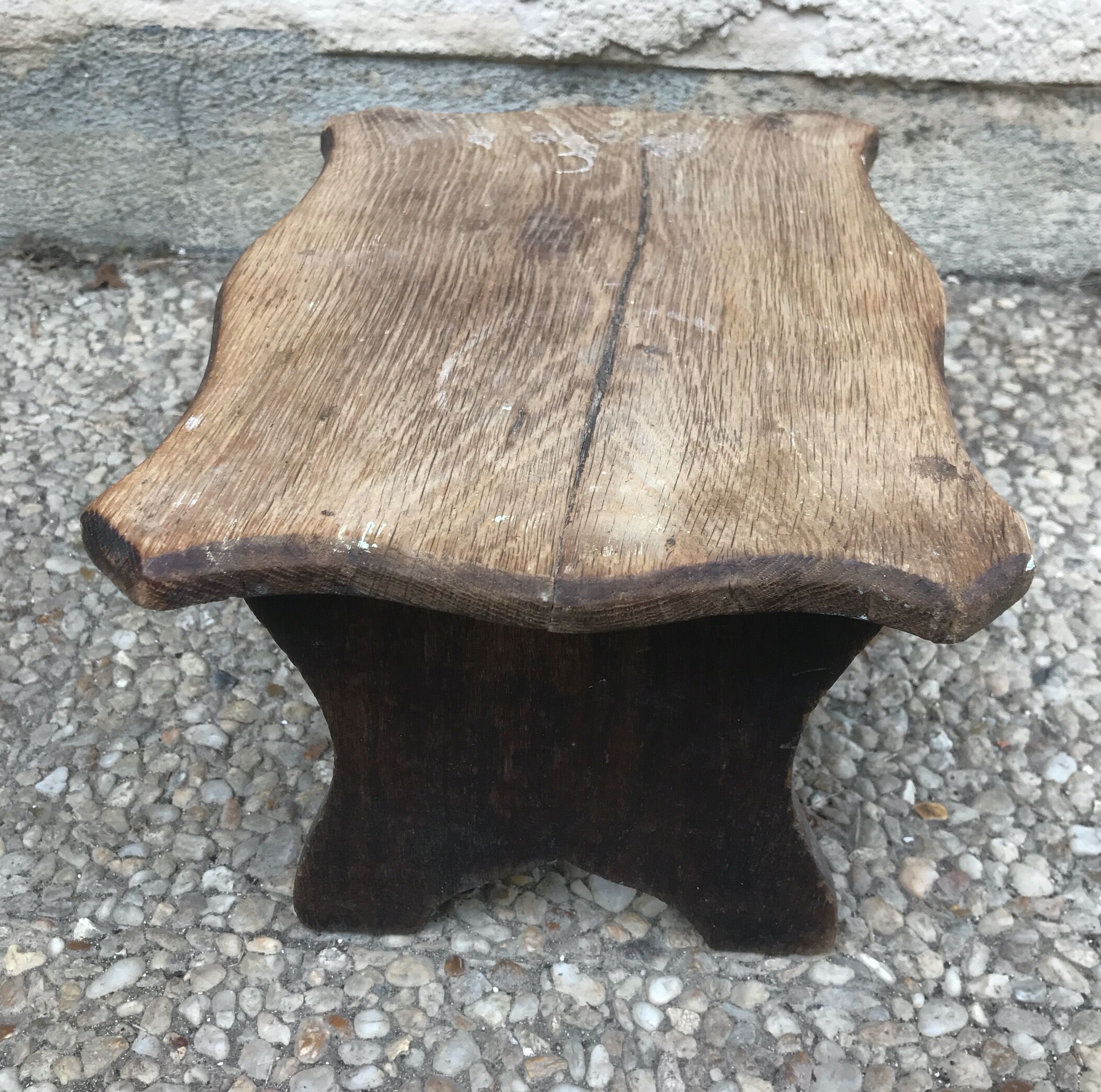 Walking stool feet in old wood