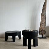 Monoxyl sofa end in black mango tree tripod half-sphere tray h:45 d:44