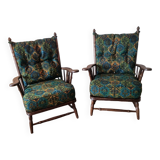 Pair of 1950s Brutalist Oak Armchairs