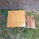 Vintage formica wood metal leg step stool