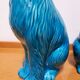 Vintage Pair of Ceramic Blue Cats Bookends