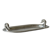 Plat en métal inoxydable vintage avec manches tête d’oie plateau de service