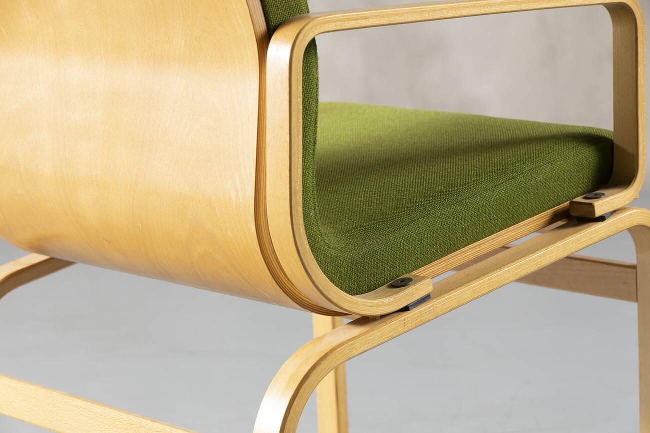 Bentwood chair in green upholstery Bill Stephens style, Denmark, 1970s