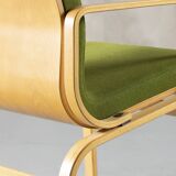 Bentwood chair in green upholstery Bill Stephens style, Denmark, 1970s