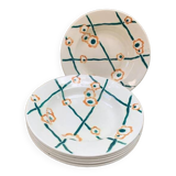 6 vintage Badonviller soup plates