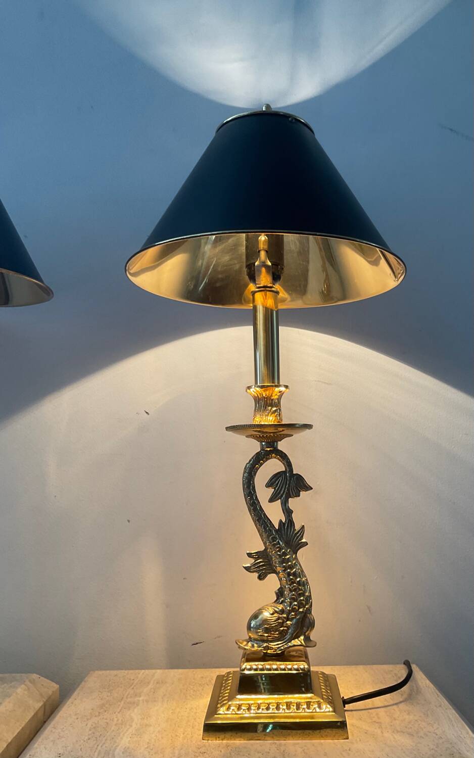 Pair of Empire lamps in bronze and sheet metal