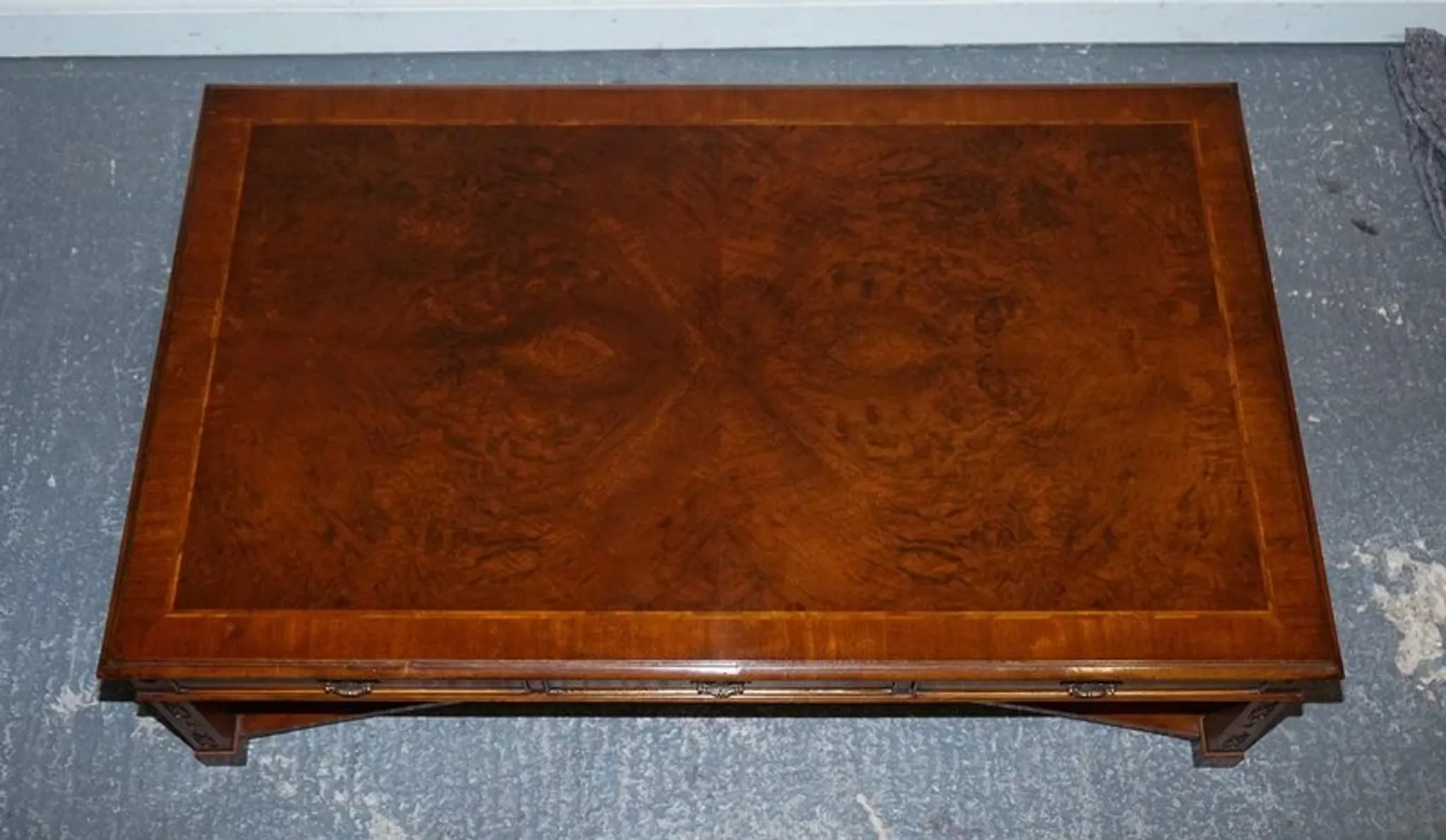 Large Georgian Coffee Table in Walnut Burr by Brights of Nettlebed London