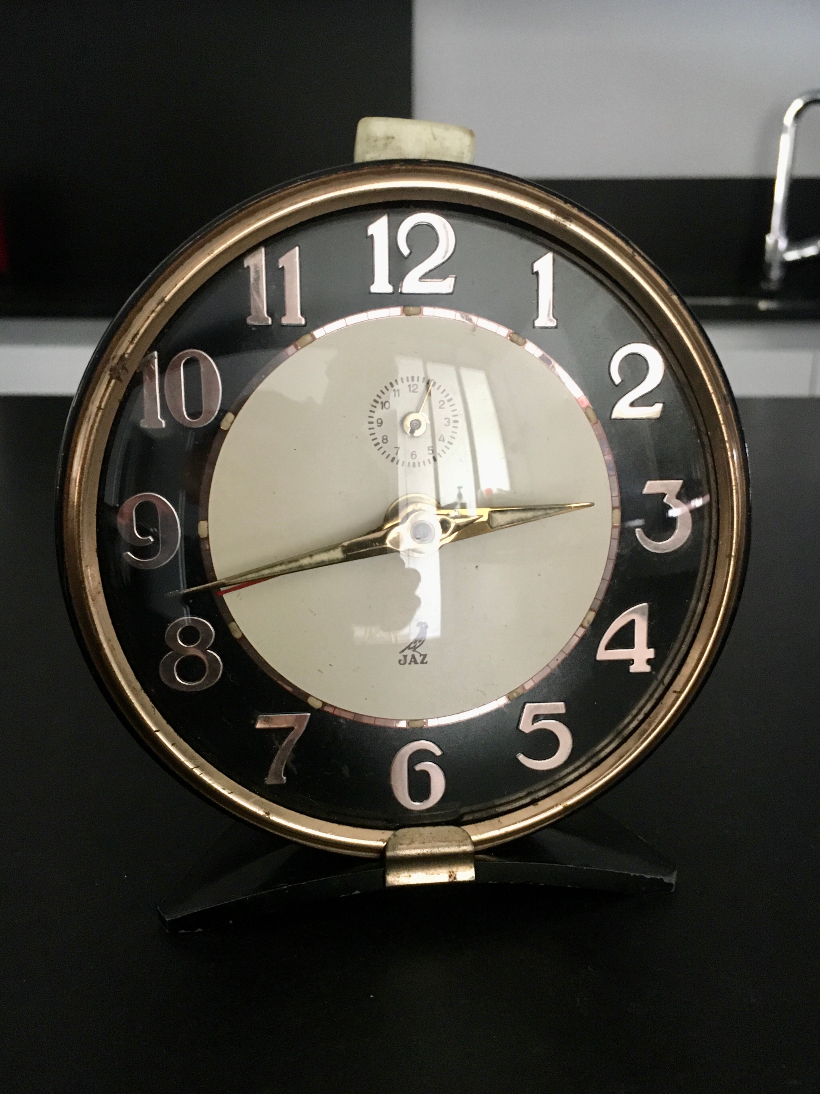 Vintage JAZ 1950s pendulum. Black and brass good condition