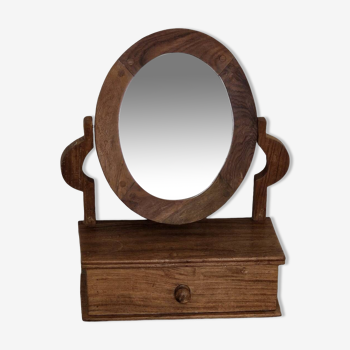 Miroir de coiffeuse pivotant en bois