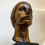 Sculpture portrait / bust, 'woman's face', robert delnest, bronze 1961