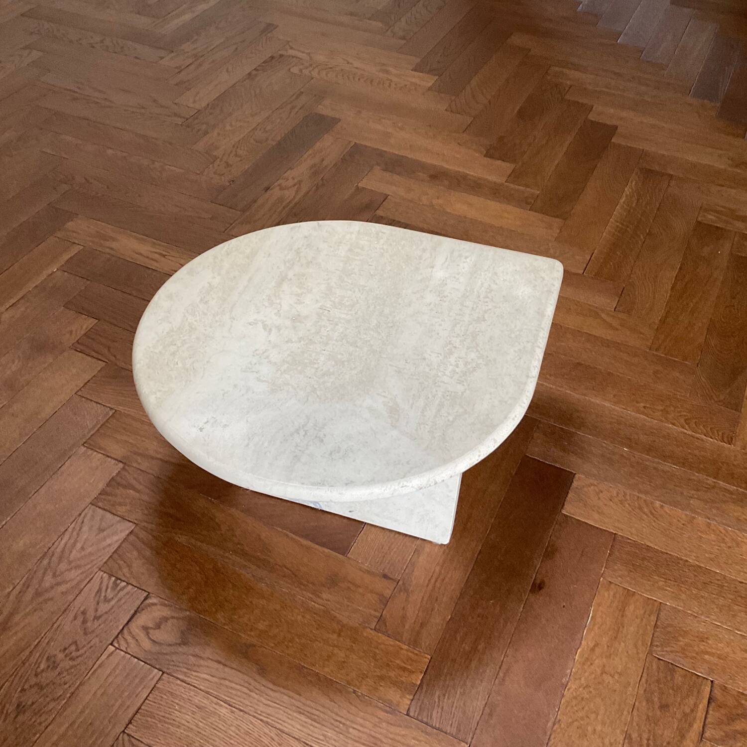 Small vintage Ligne Roset travertine coffee table from the 70s