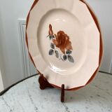Round dish digoin sarreguemines model pink flowers years 30-40