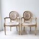 Beige Louis XVI armchairs in fabric