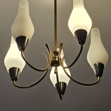 Swedish designer, chandelier, brass, glass, Sweden, 1950s