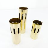 Set de 3 photophores modernistes en laiton, design Kullamässing, Suède, 1960