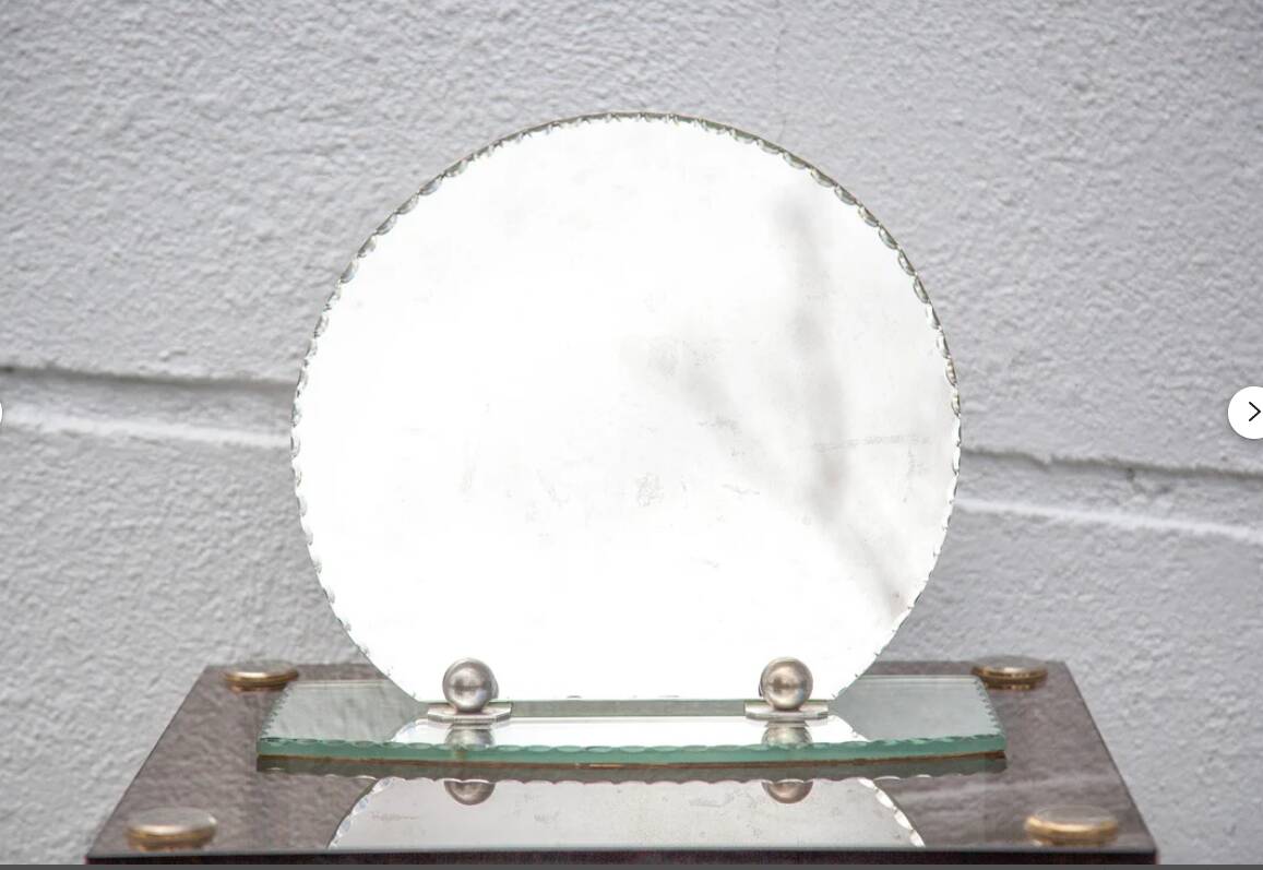 Art deco mirror, table mirror, mirror, vanity mirror, boudoir, beveled mirror, 30's
