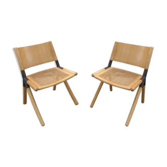 Paire de chaises scandinaves avec croisillon métal
