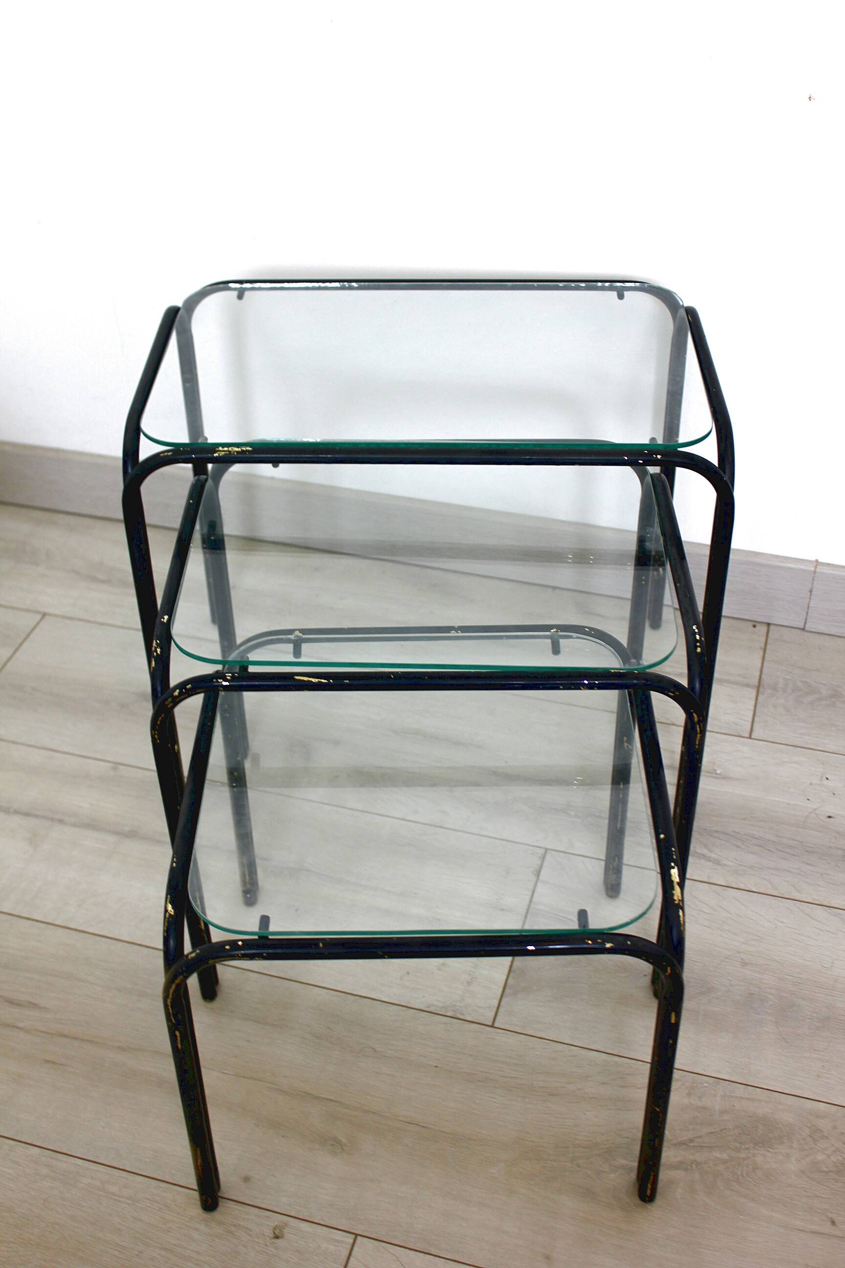 3 Vintage 1970s Nesting Glass Tables