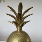 Large solid brass pineapple, 30cm, Hollywood Regency, 1970