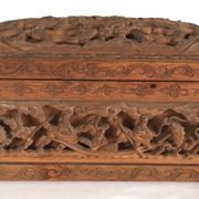Carved wooden box Indochina late 19th early 20th popular art