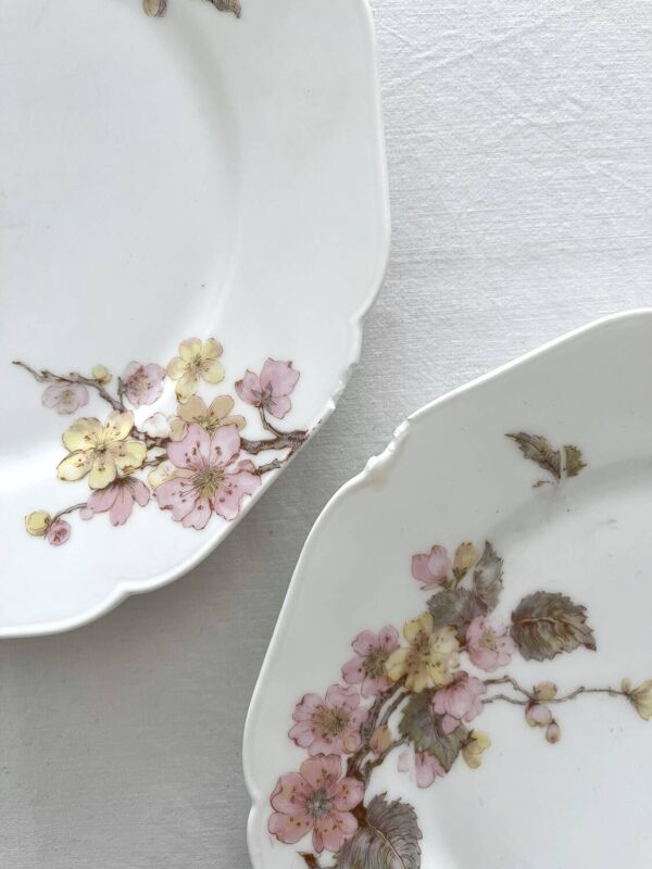 6 assiettes à dessert anciennes en porcelaine de Limoges Haviland & Co