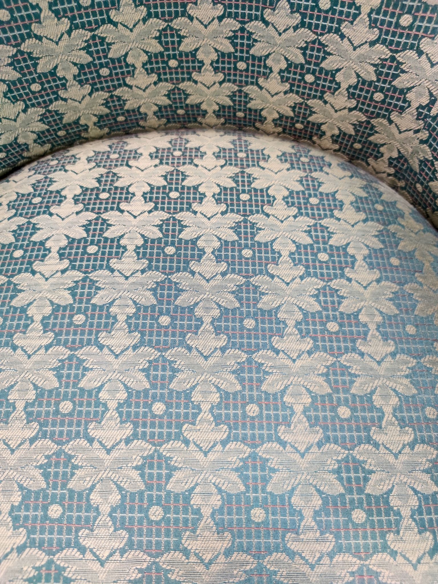 Green fabric and beech armchairs, italy